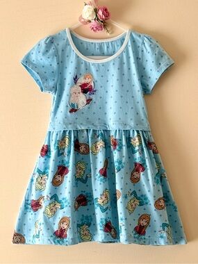 Disney Toddler Girls Frozen Anna and Elsa Princess Short Sleeve Dress, Size 3T